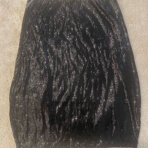 Chic Black Sequin Midi Skirt